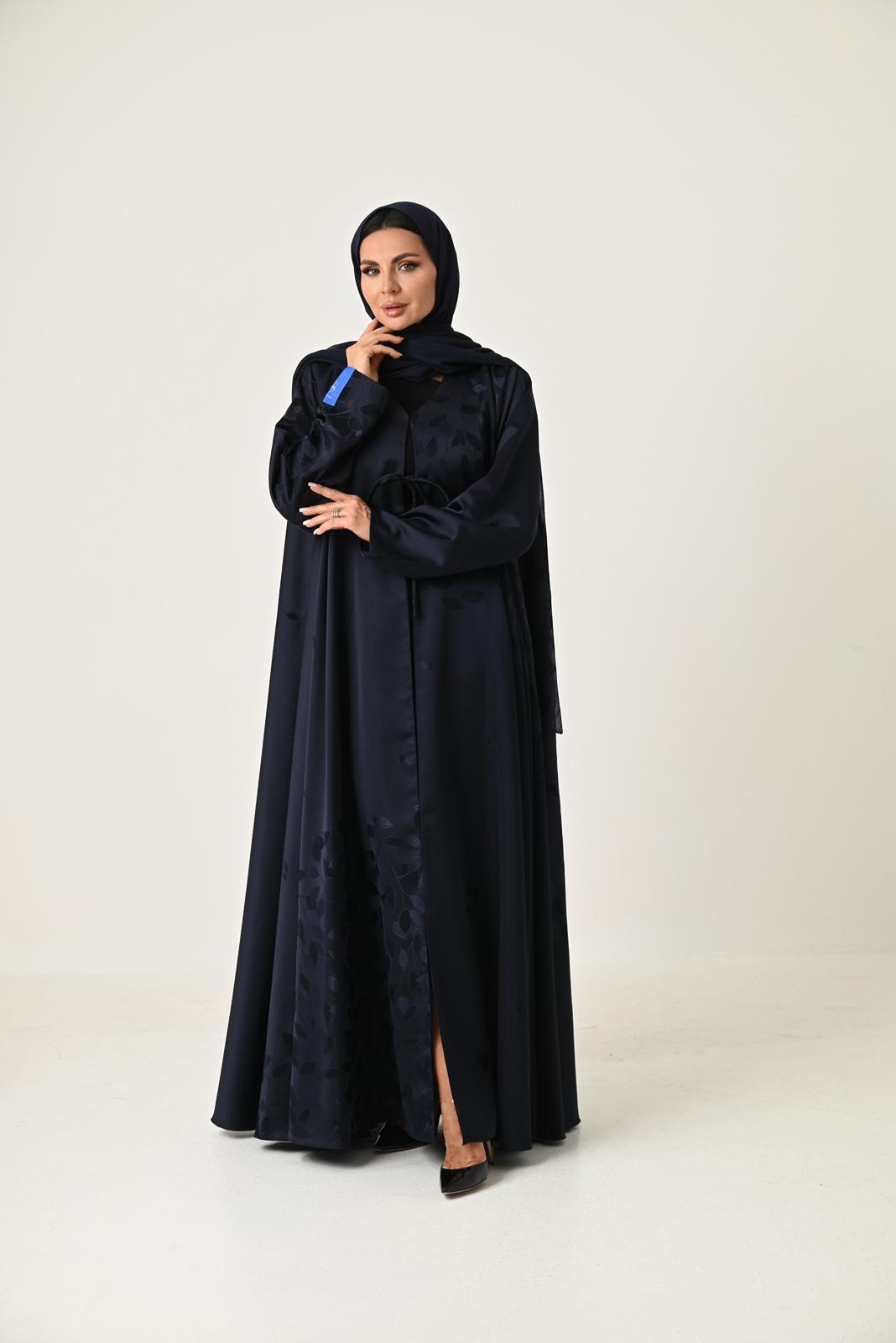 Elegant Black Abaya with Double Flare and Front Tie