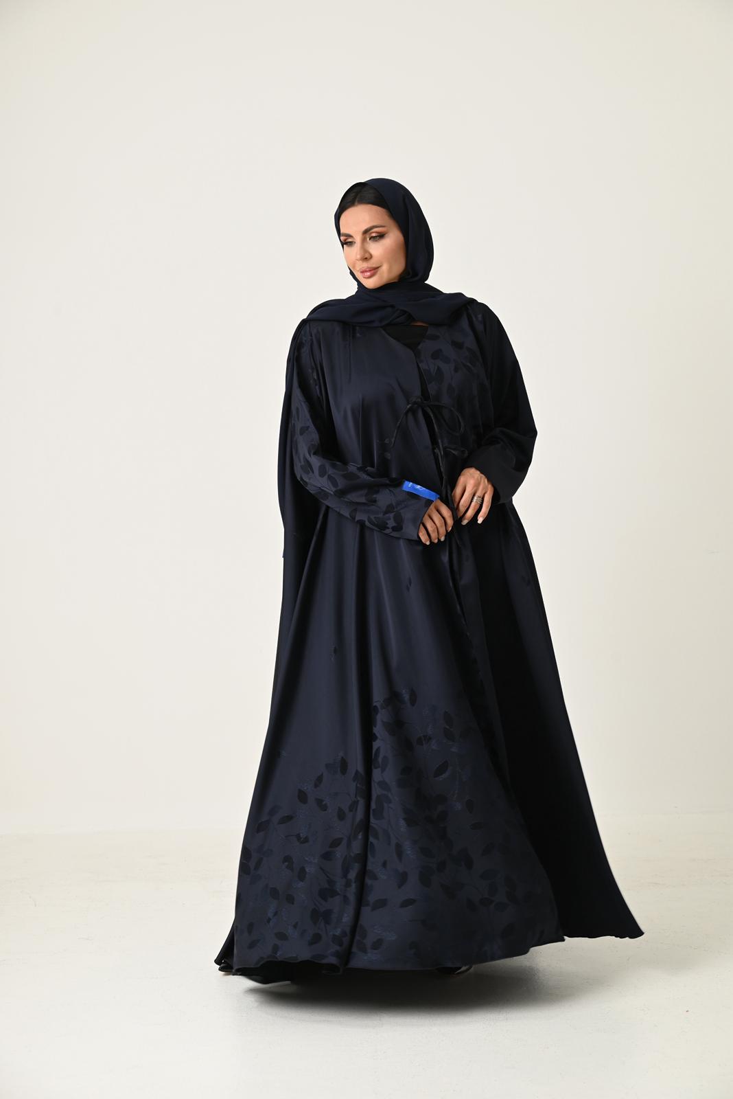 Elegant Black Abaya with Double Flare and Front Tie