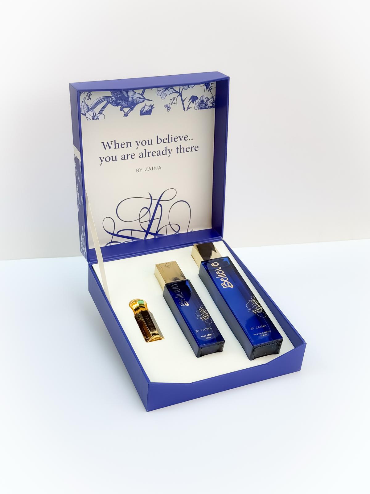 Luxury Perfume Box (Believe) by By Zaina - Timeless Scent | 3-Piece Luxury Set