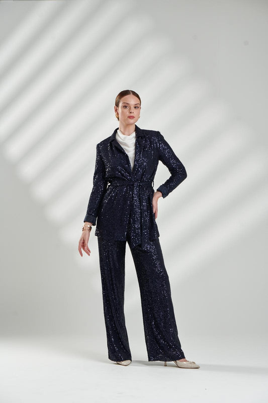 Luxury Sequin Evening Suit – Elegant & Eye-Catching Design